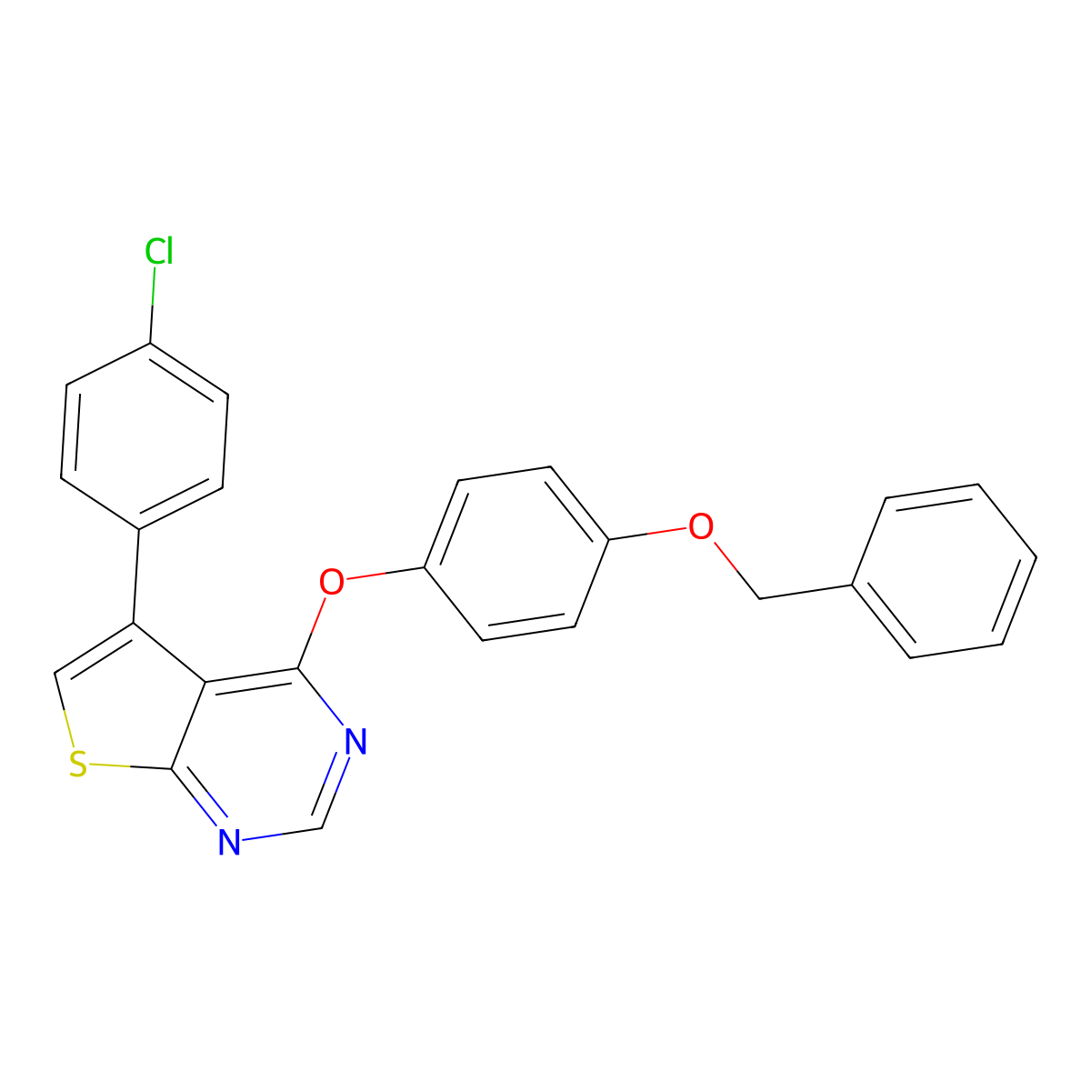 4-[4-(Benzyloxy)phenoxy]-5-(4-chlorophenyl)thieno[2,3-d]pyrimidine molecular structure, CAS 315694-71-4