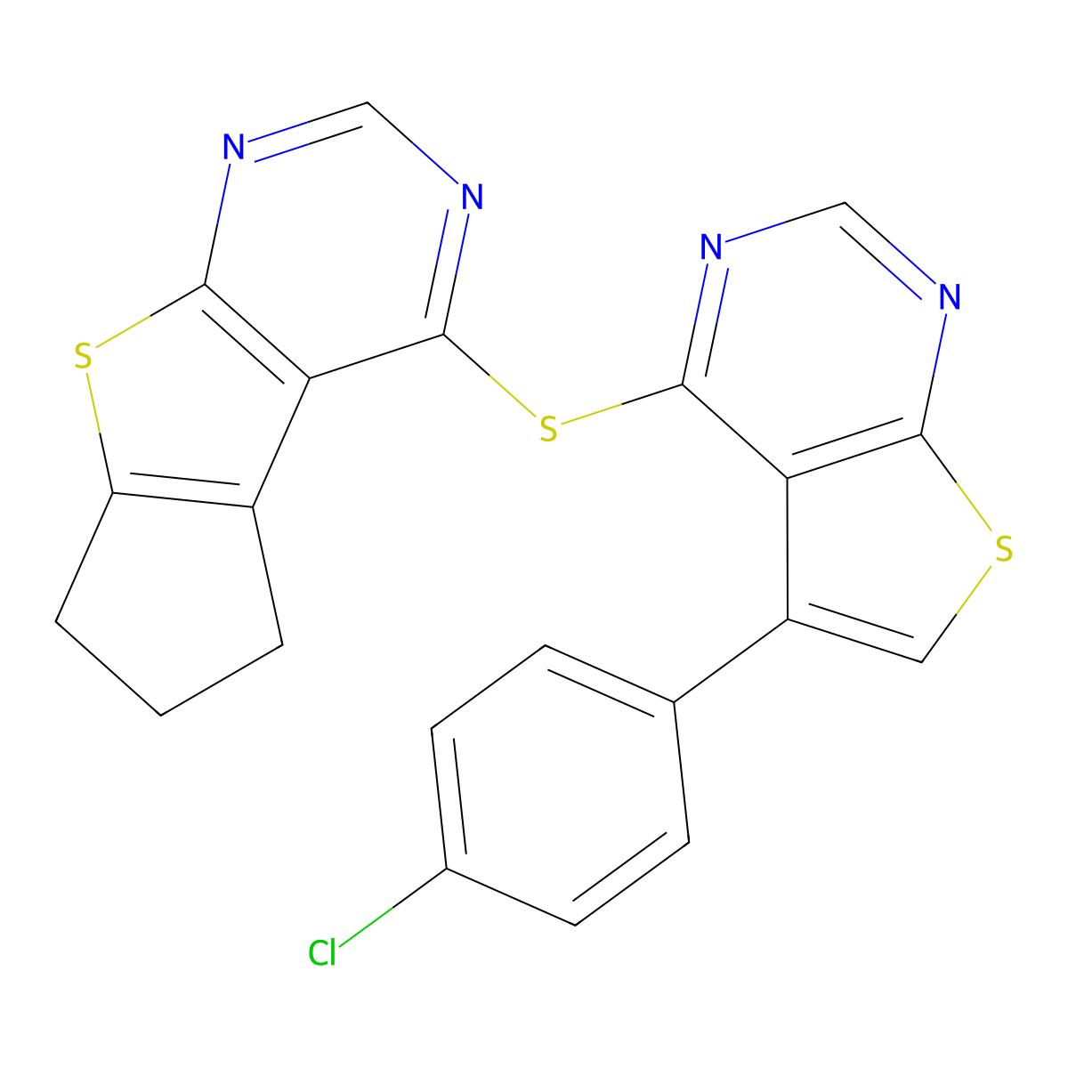 1-[5-(4-chlorophenyl)thieno[2,3-d]pyrimidin-4-yl]sulfanyl-7,8-dihydro-6H-cyclopenta[2,3]thieno[2,4-d]pyrimidine molecular structure, CAS 315694-72-5