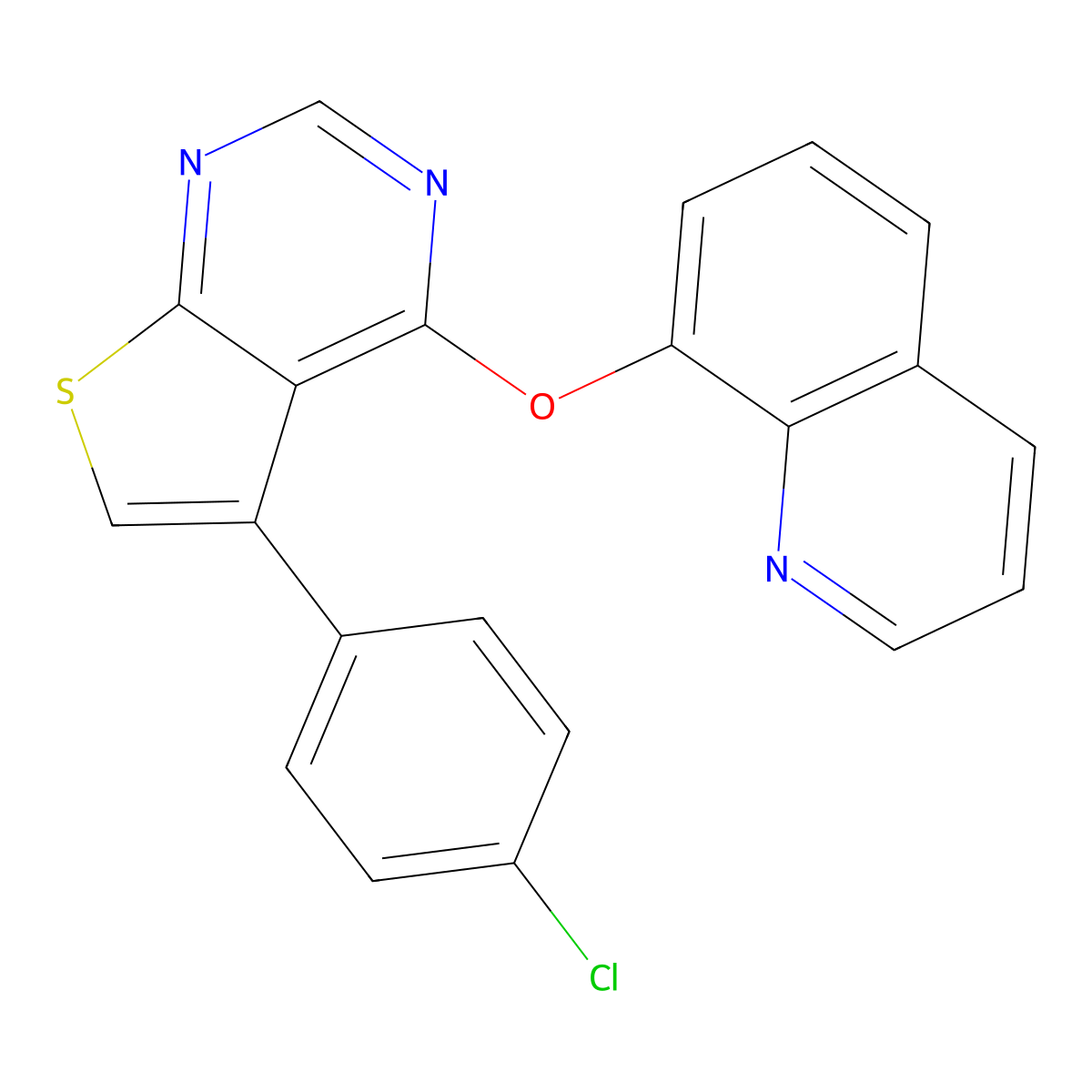 8-{[5-(4-Chlorophenyl)thieno[2,3-d]pyrimidin-4-yl]oxy}quinoline molecular structure, CAS 315694-73-6