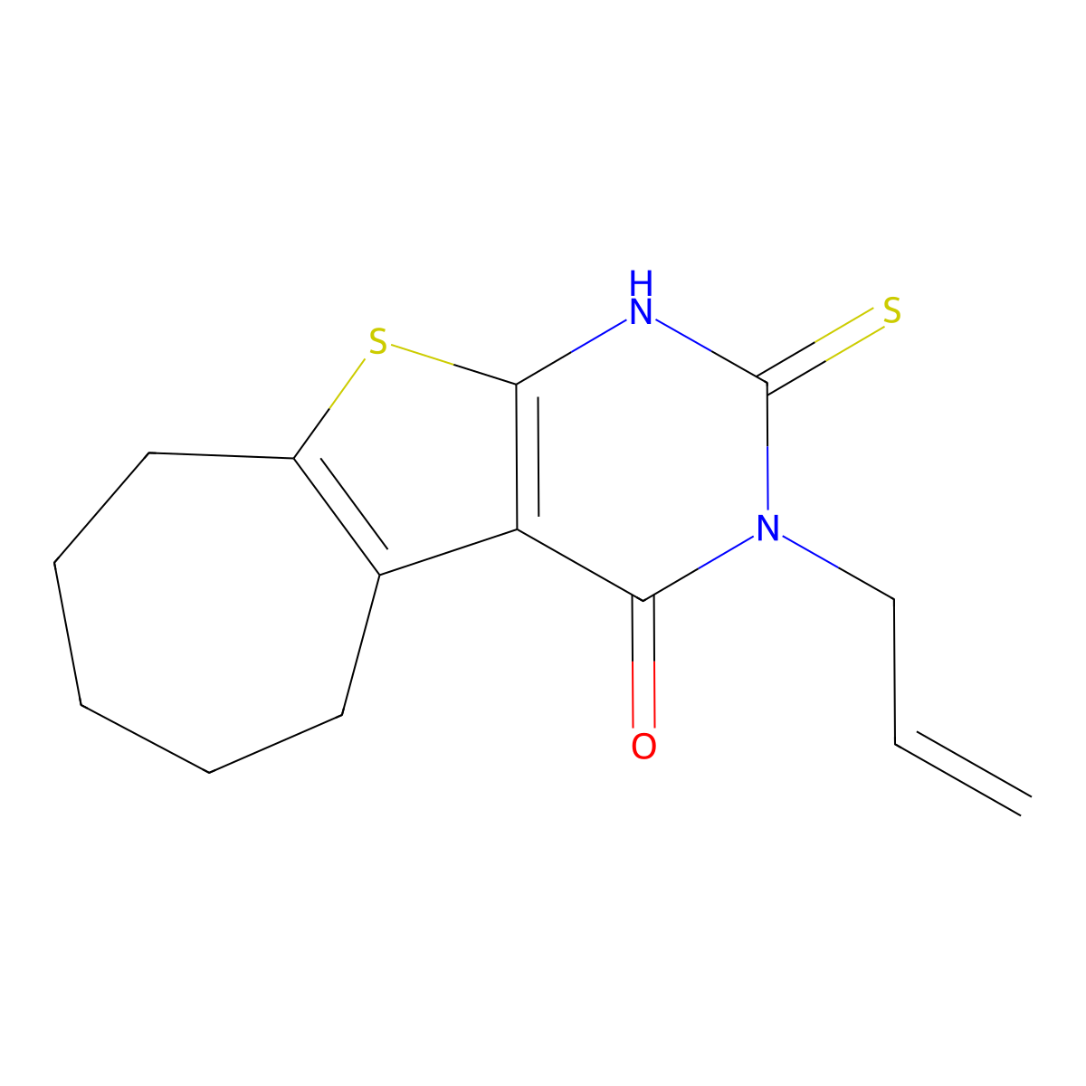 3-allyl-2-mercapto-3,5,6,7,8,9-hexahydro-4H-cyclohepta[4,5]thieno[2,3-d]pyrimidin-4-one molecular structure, CAS 315694-95-2
