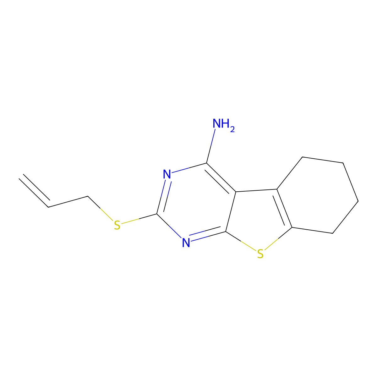 2-Prop-2-enylsulfanyl-5,6,7,8-tetrahydro-[1]benzothiolo[2,3-d]pyrimidin-4-amine molecular structure, CAS 315695-04-6