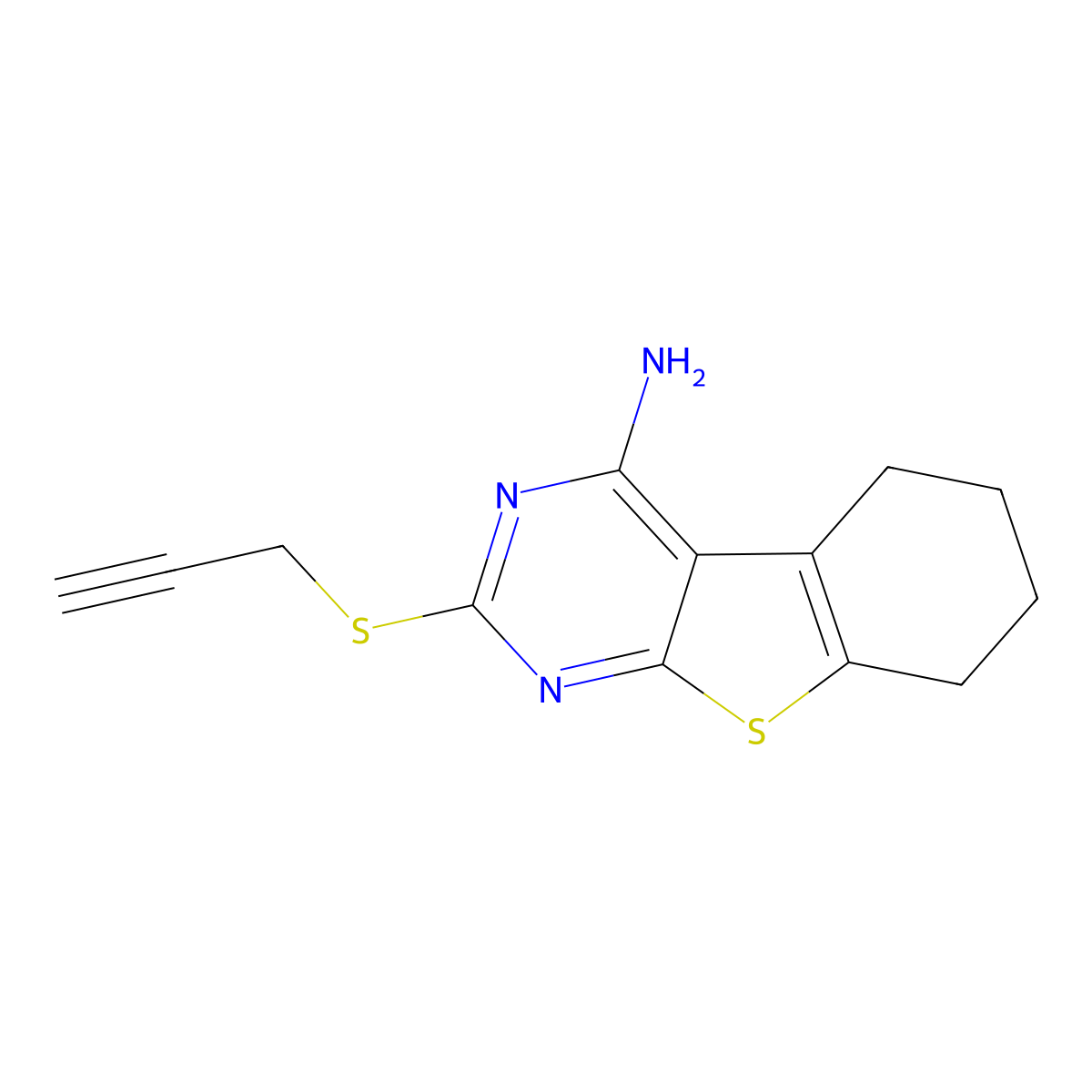2-(Prop-2-ynylsulfanyl)-5,6,7,8-tetrahydro[1]benzothieno[2,3-d]pyrimidin-4-amine molecular structure, CAS 315695-07-9