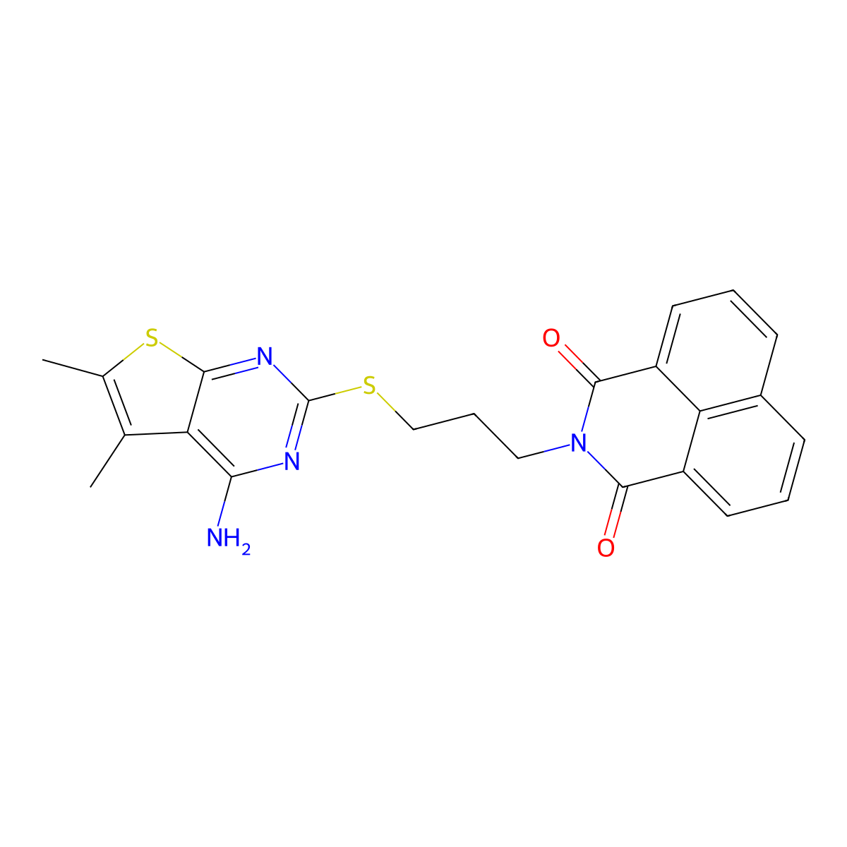 2-[3-(4-Amino-5,6-dimethylthieno[2,3-d]pyrimidin-2-yl)sulfanylpropyl]benzo[de]isoquinoline-1,3-dione molecular structure, CAS 315695-27-3