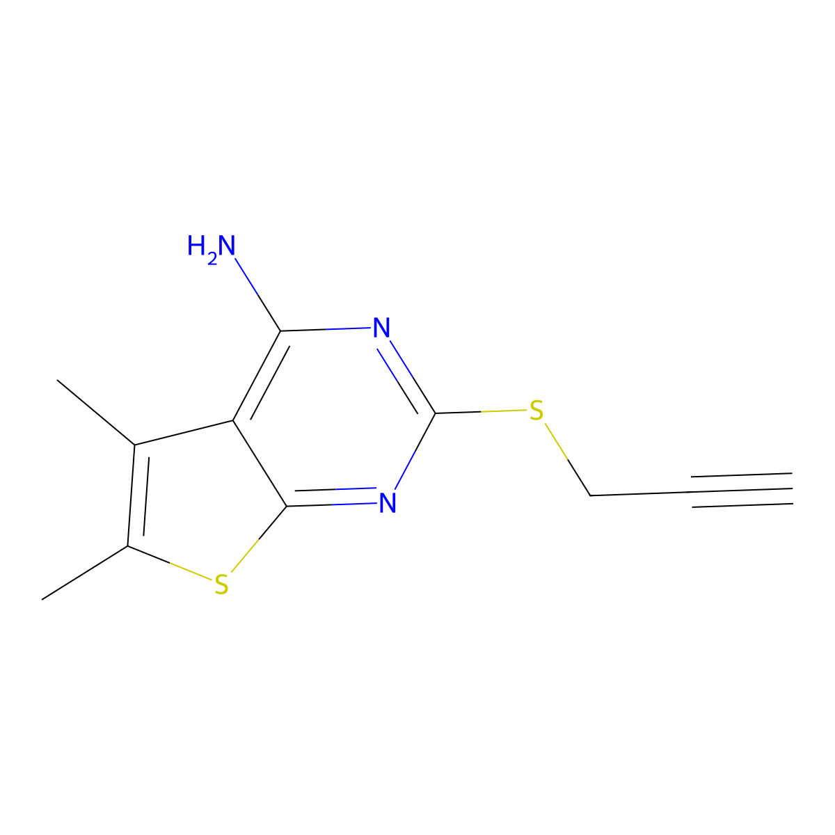 5,6-Dimethyl-2-(2-propyn-1-ylthio)thieno[2,3-D]pyrimidin-4-amine molecular structure, CAS 315695-36-4