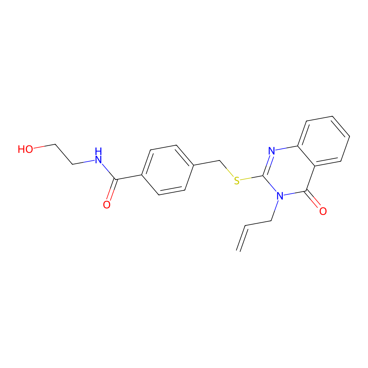 4-(((3-allyl-4-oxo-3,4-dihydroquinazolin-2-yl)thio)methyl)-N-(2-hydroxyethyl)benzamide molecular structure, CAS 315695-50-2