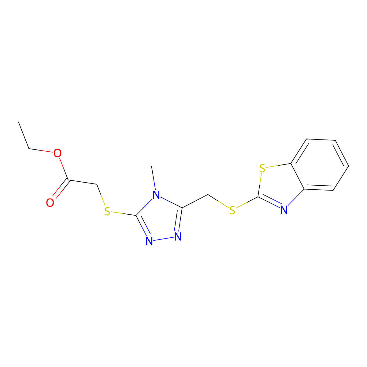 ethyl ({5-[(1,3-benzothiazol-2-ylsulfanyl)methyl]-4-methyl-4H-1,2,4-triazol-3-yl}sulfanyl)acetate molecular structure, CAS 315695-52-4