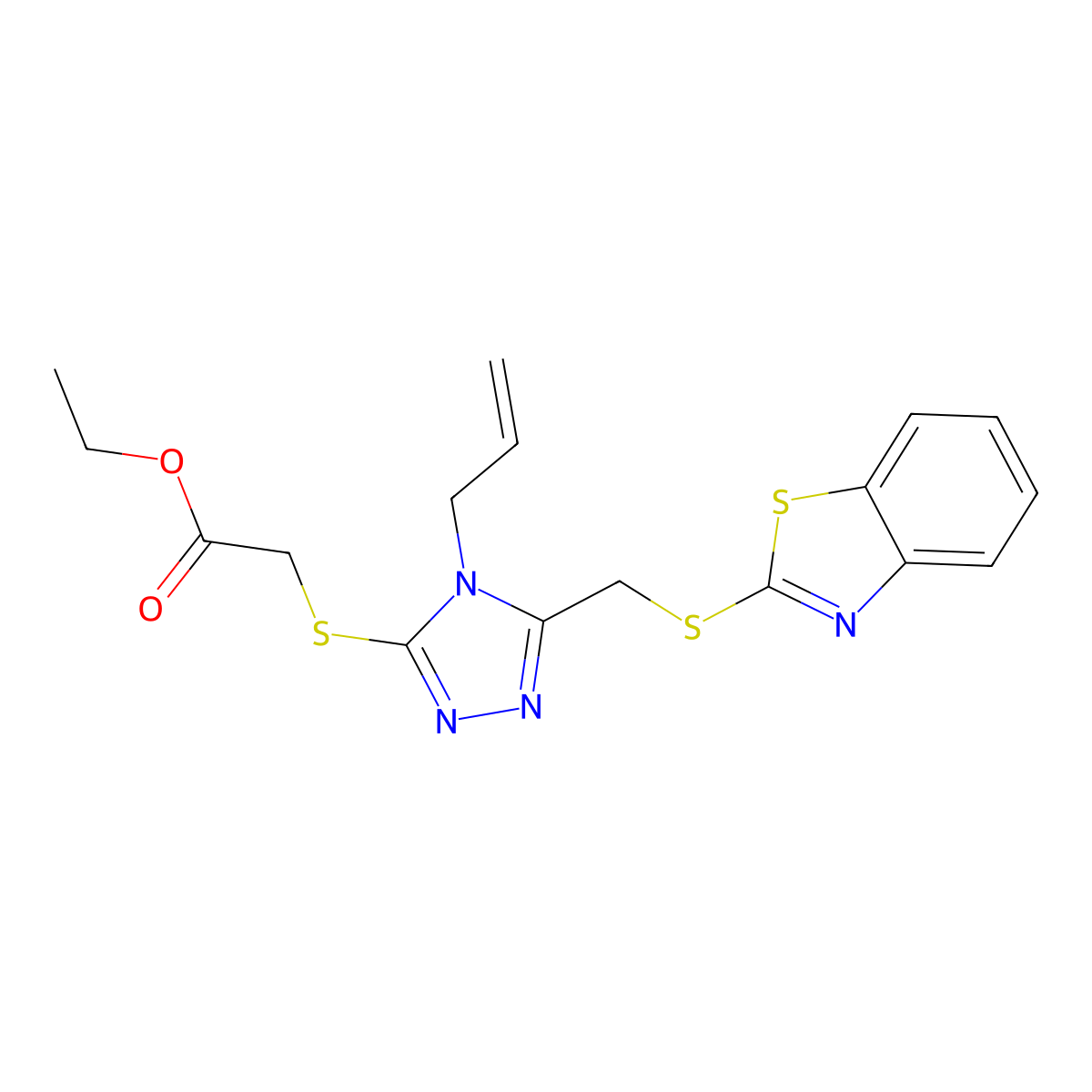 ethyl ({4-allyl-5-[(1,3-benzothiazol-2-ylsulfanyl)methyl]-4H-1,2,4-triazol-3-yl}sulfanyl)acetate molecular structure, CAS 315695-66-0