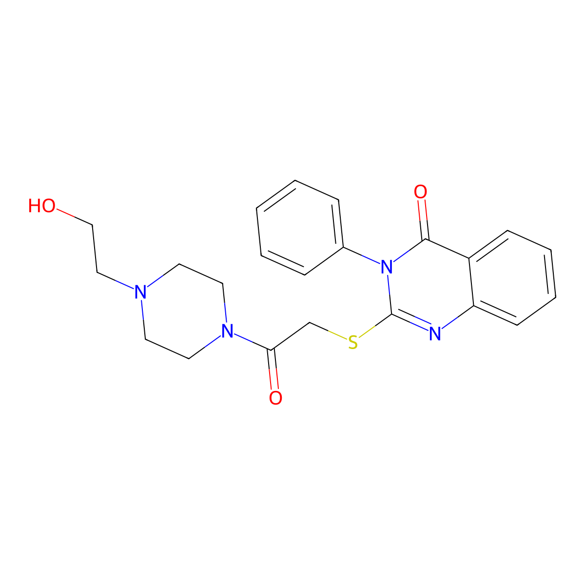 2-((2-(4-(2-hydroxyethyl)piperazin-1-yl)-2-oxoethyl)thio)-3-phenylquinazolin-4(3H)-one molecular structure, CAS 315695-74-0
