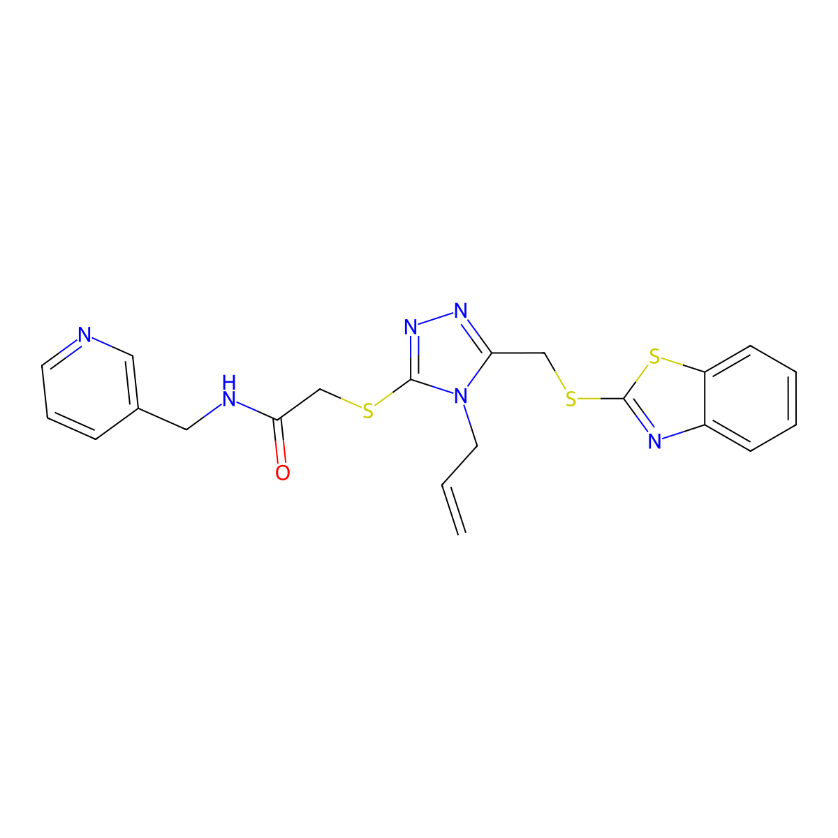 2-[4-Allyl-5-(benzothiazol-2-ylsulfanylmethyl)-4H-[1,2,4]triazol-3-ylsulfanyl]-N-pyridin-3-ylmethyl-acetamide molecular structure, CAS 315695-78-4