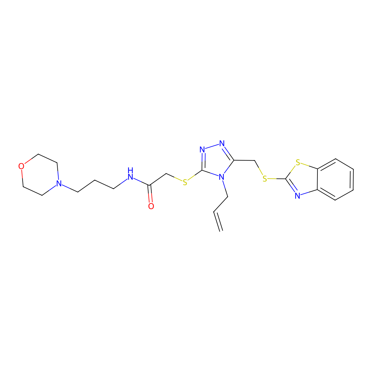 2-((4-allyl-5-((benzo[d]thiazol-2-ylthio)methyl)-4H-1,2,4-triazol-3-yl)thio)-N-(3-morpholinopropyl)acetamide molecular structure, CAS 315695-80-8