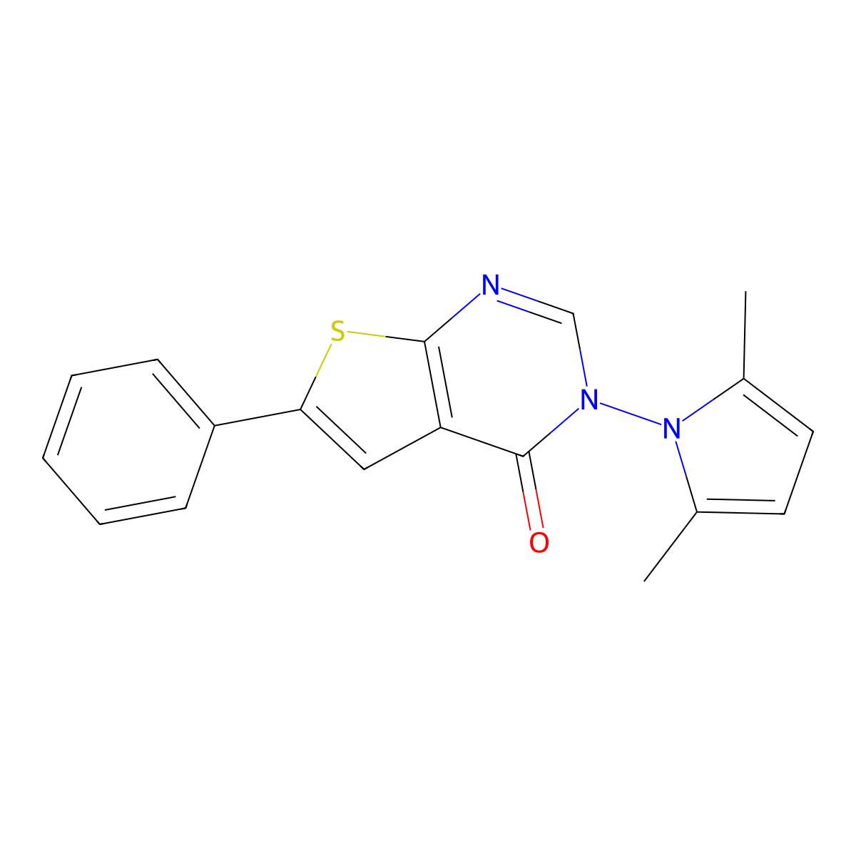 3-(2,5-Dimethylpyrrol-1-yl)-6-phenylthieno[2,3-d]pyrimidin-4-one molecular structure, CAS 315696-33-4