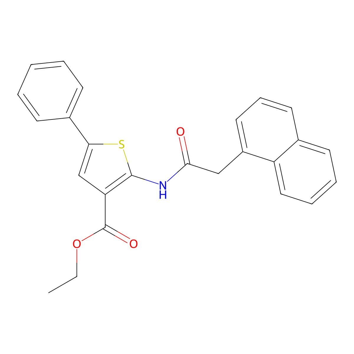 Ethyl 2-(2-naphthylacetylamino)-5-phenylthiophene-3-carboxylate molecular structure, CAS 315696-58-3