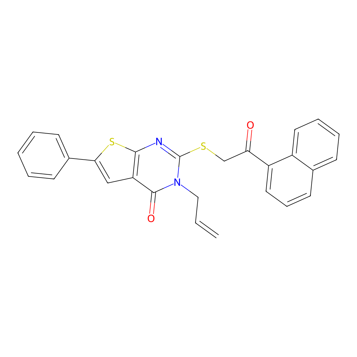 2-{[2-(naphthalen-1-yl)-2-oxoethyl]sulfanyl}-6-phenyl-3-(prop-2-en-1-yl)thieno[2,3-d]pyrimidin-4(3H)-one molecular structure, CAS 315696-66-3