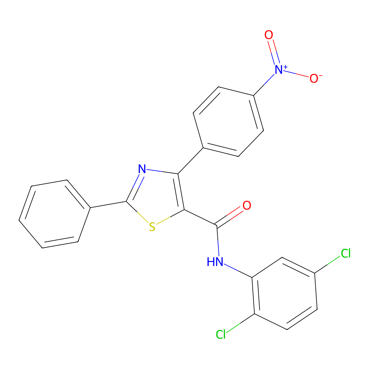 N-(2,5-dichlorophenyl)-4-{4-nitrophenyl}-2-phenyl-1,3-thiazole-5-carboxamide molecular structure, CAS 315696-84-5