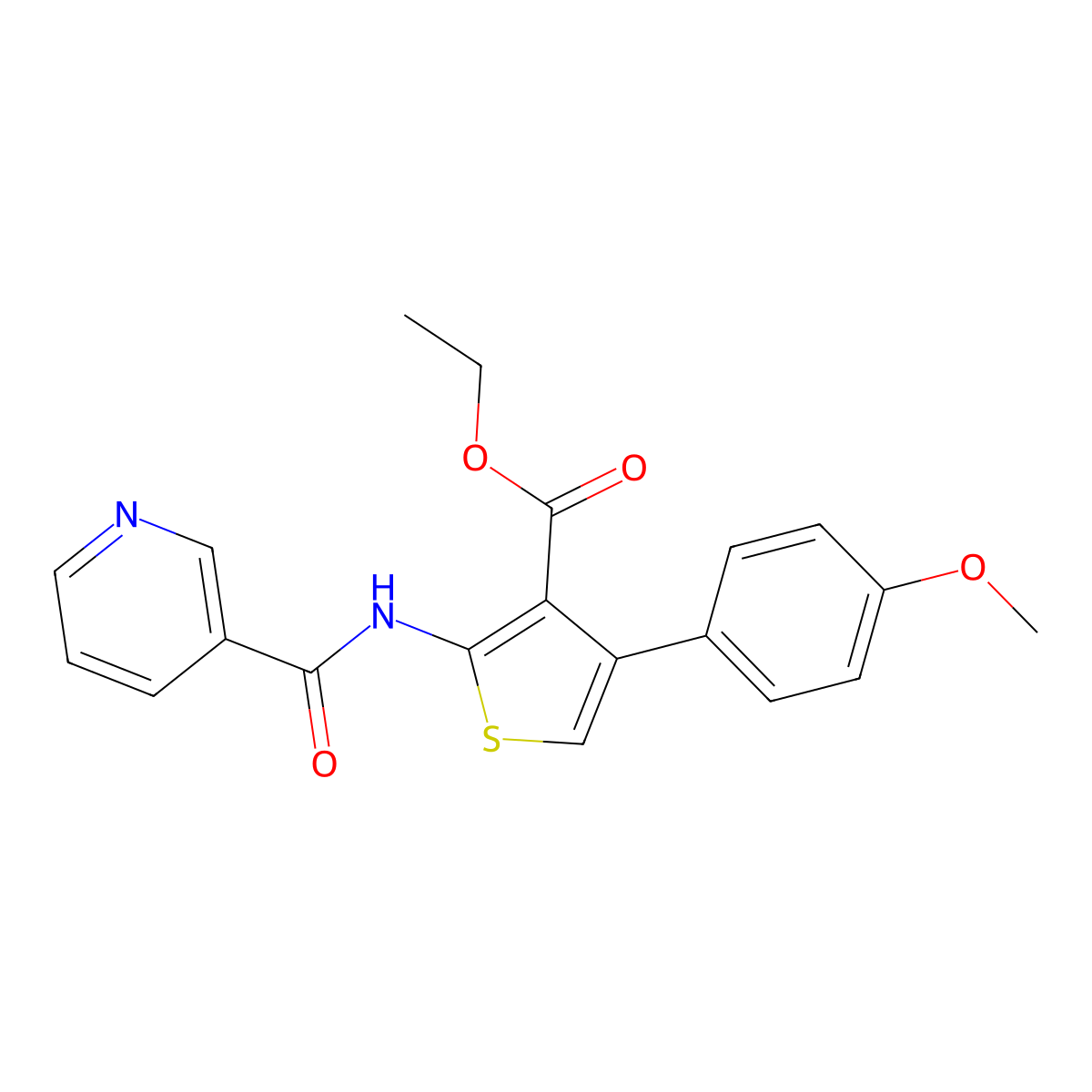 Ethyl 4-(4-methoxyphenyl)-2-(nicotinamido)thiophene-3-carboxylate molecular structure, CAS 315696-85-6