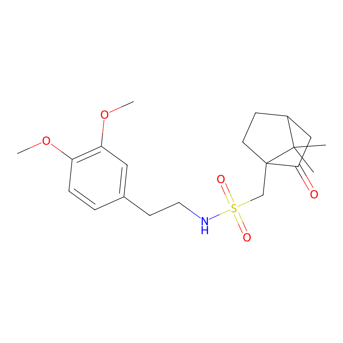 N-[2-(3,4-dimethoxyphenyl)ethyl]-1-{7,7-dimethyl-2-oxobicyclo[2.2.1]heptan-1-yl}methanesulfonamide molecular structure, CAS 315696-99-2