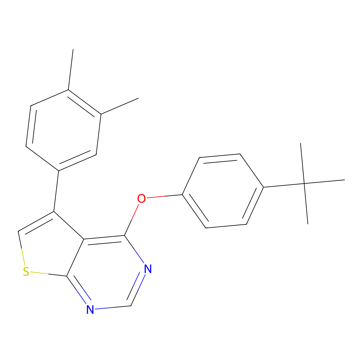 4-(4-Tert-butylphenoxy)-5-(3,4-dimethylphenyl)thieno[2,3-d]pyrimidine molecular structure, CAS 315697-21-3