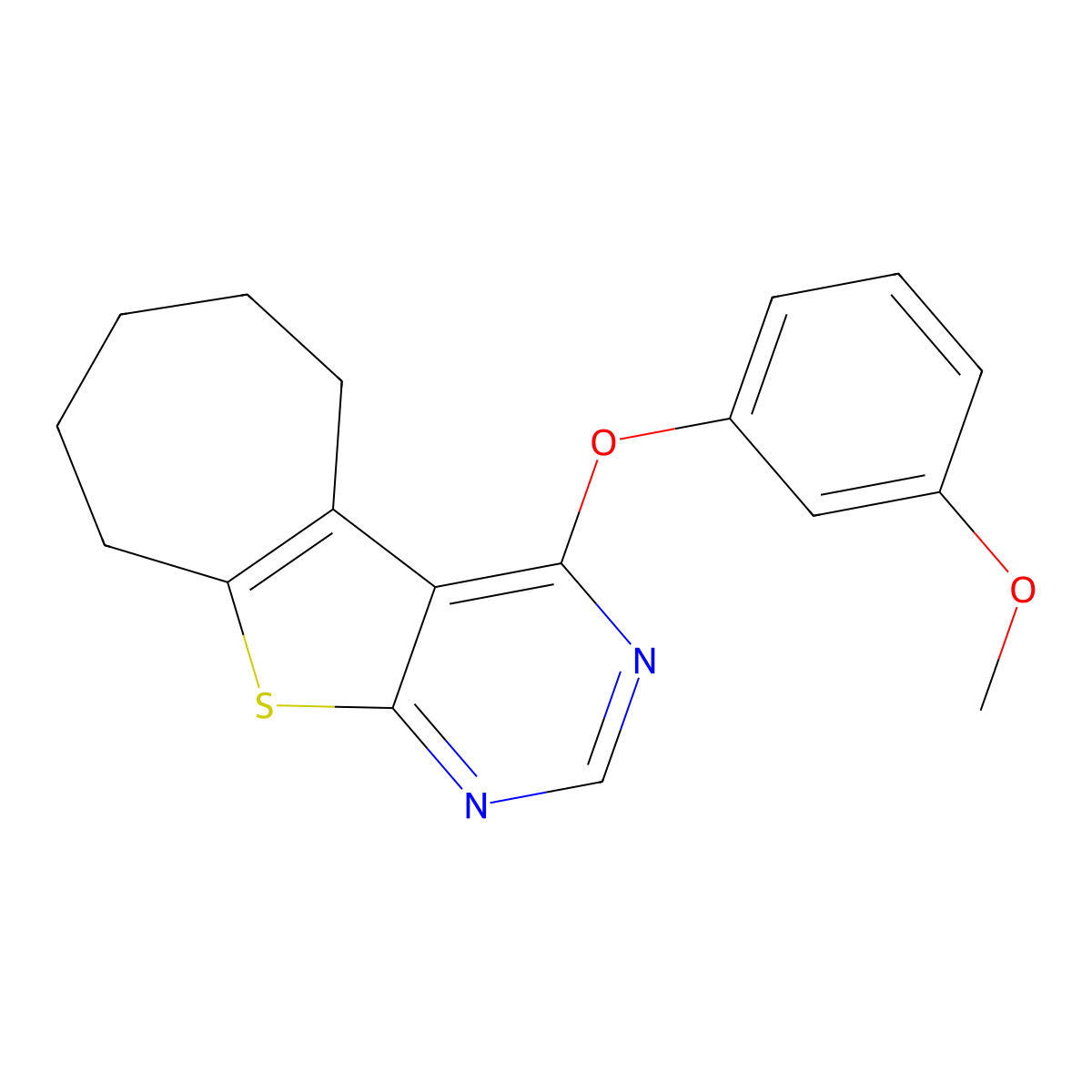 4-(3-methoxyphenoxy)-6,7,8,9-tetrahydro-5H-cyclohepta[4,5]thieno[2,3-d]pyrimidine molecular structure, CAS 315697-22-4