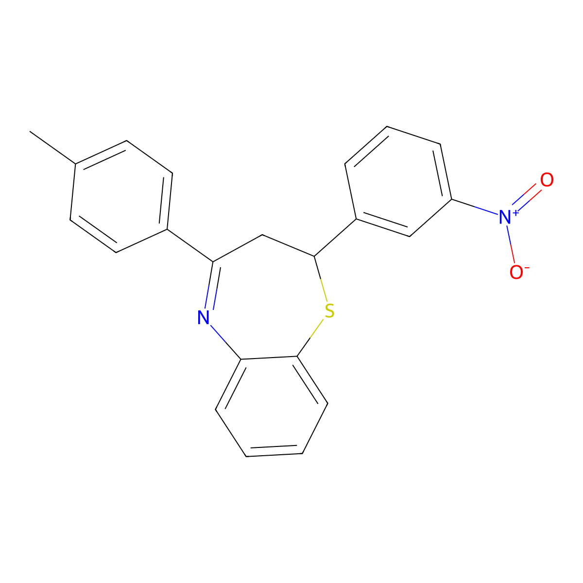 4-(4-Methylphenyl)-2-(3-nitrophenyl)-2,3-dihydro-1,5-benzothiazepine molecular structure, CAS 315697-39-3