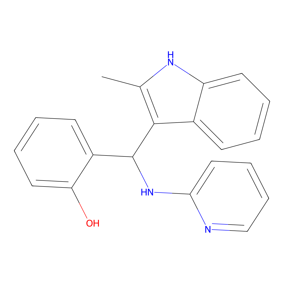 2-[(2-methyl-1H-indol-3-yl)(pyridin-2-ylamino)methyl]phenol molecular structure, CAS 315697-43-9