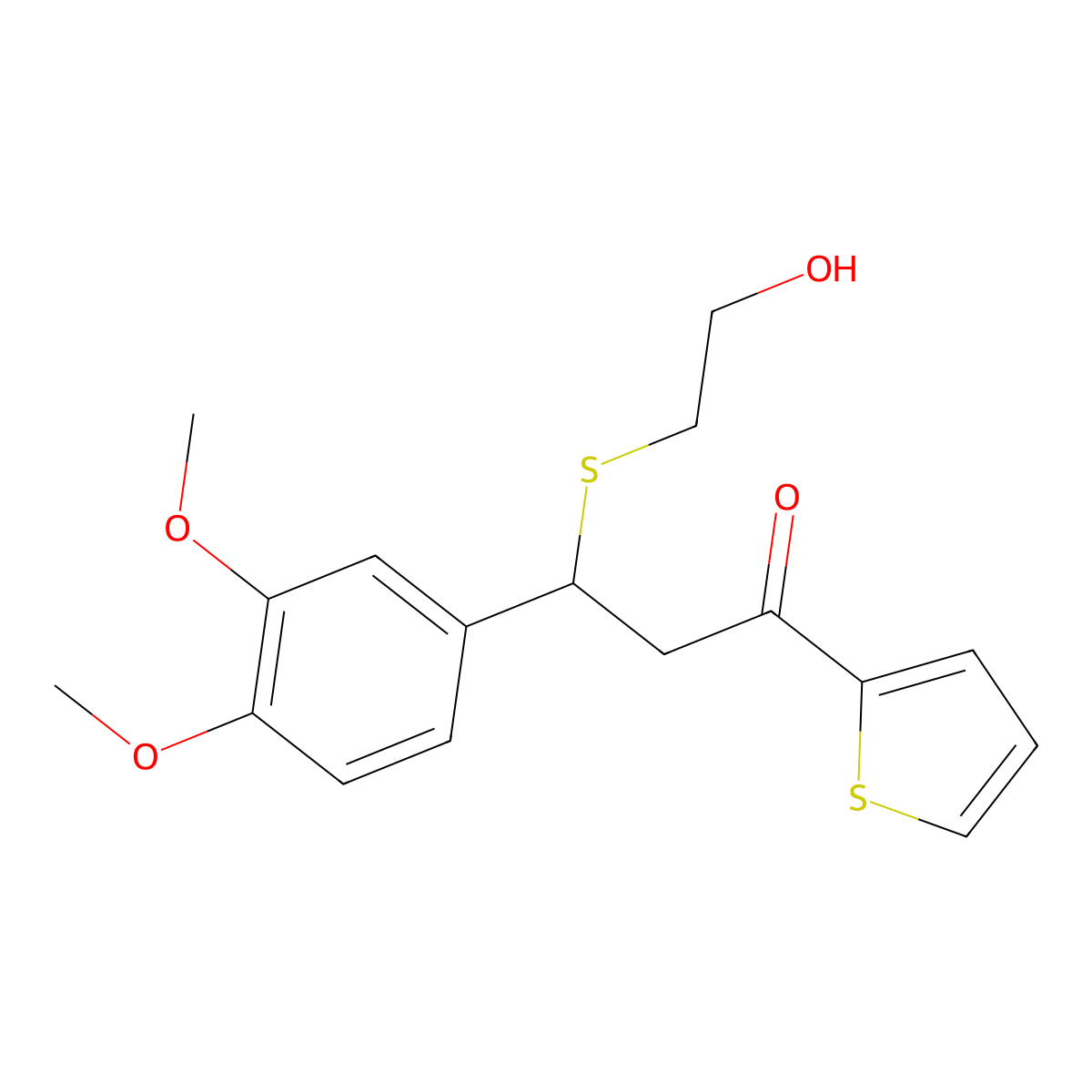 3-(3,4-Dimethoxyphenyl)-3-[(2-hydroxyethyl)sulfanyl]-1-(thiophen-2-yl)propan-1-one molecular structure, CAS 315697-48-4