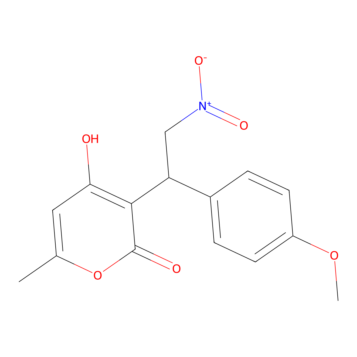 4-hydroxy-3-[1-(4-methoxyphenyl)-2-nitroethyl]-6-methyl-2H-pyran-2-one molecular structure, CAS 315697-50-8