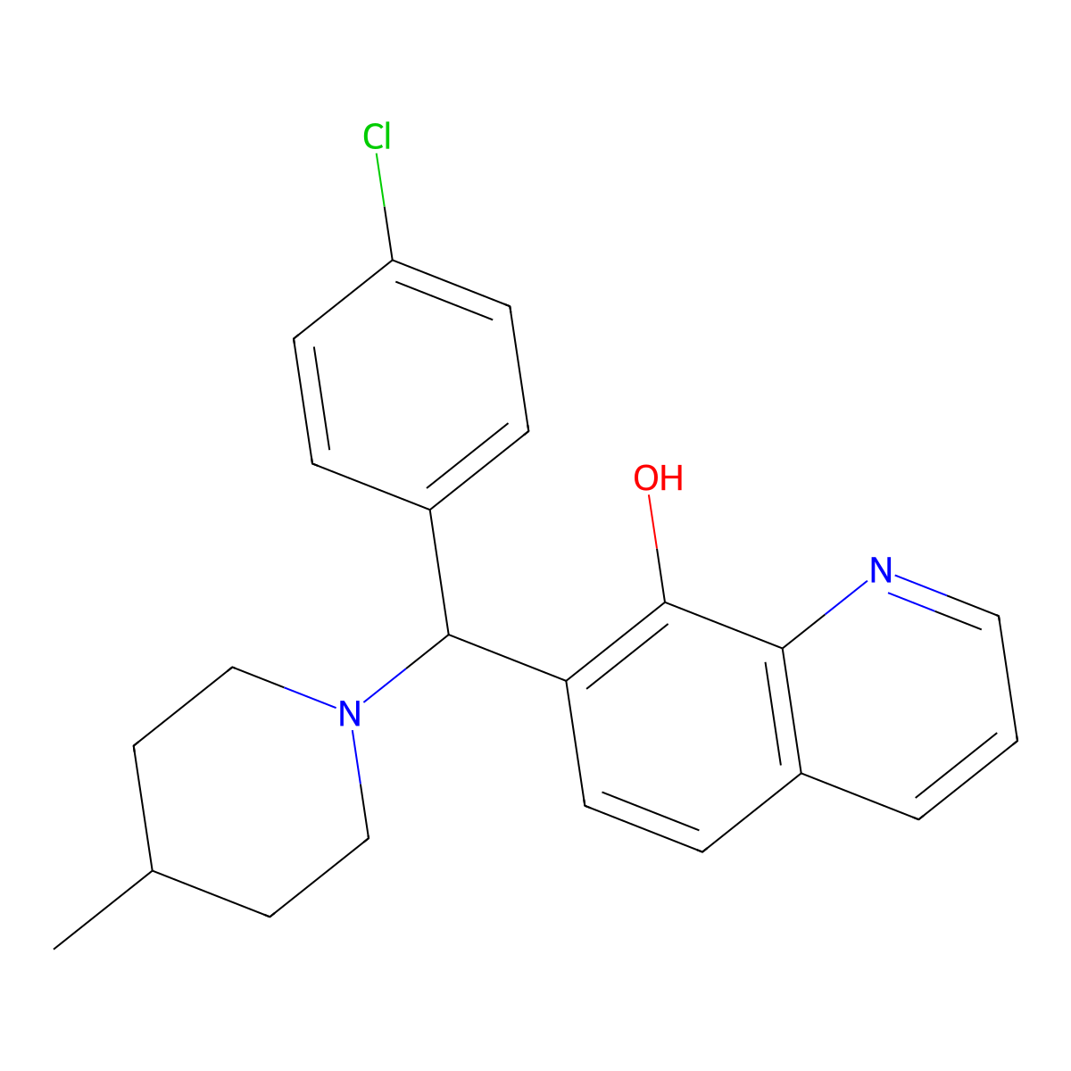 7-[(4-Chlorophenyl)(4-methylpiperidin-1-yl)methyl]quinolin-8-ol molecular structure, CAS 315697-70-2
