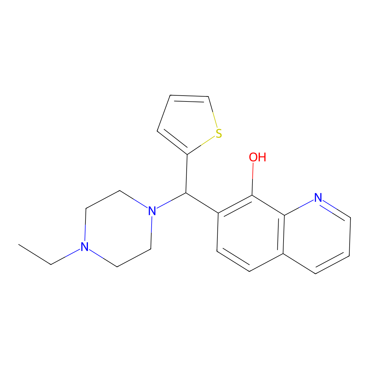 7-[(4-Ethylpiperazin-1-yl)(thiophen-2-yl)methyl]quinolin-8-ol molecular structure, CAS 315697-71-3