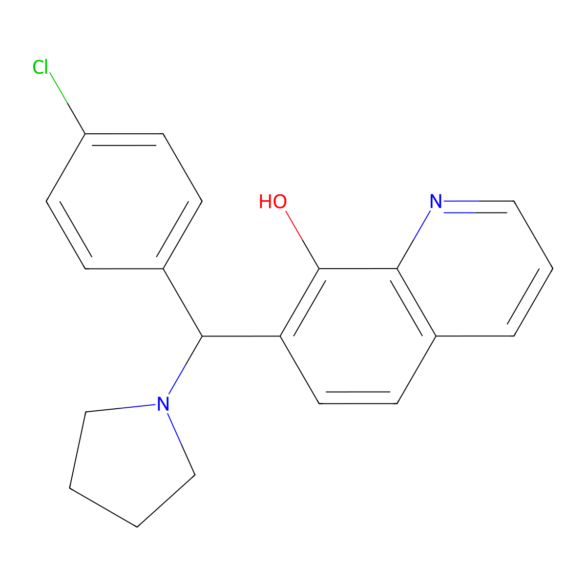 7-[(4-Chlorophenyl)(pyrrolidin-1-yl)methyl]quinolin-8-ol molecular structure, CAS 315697-75-7