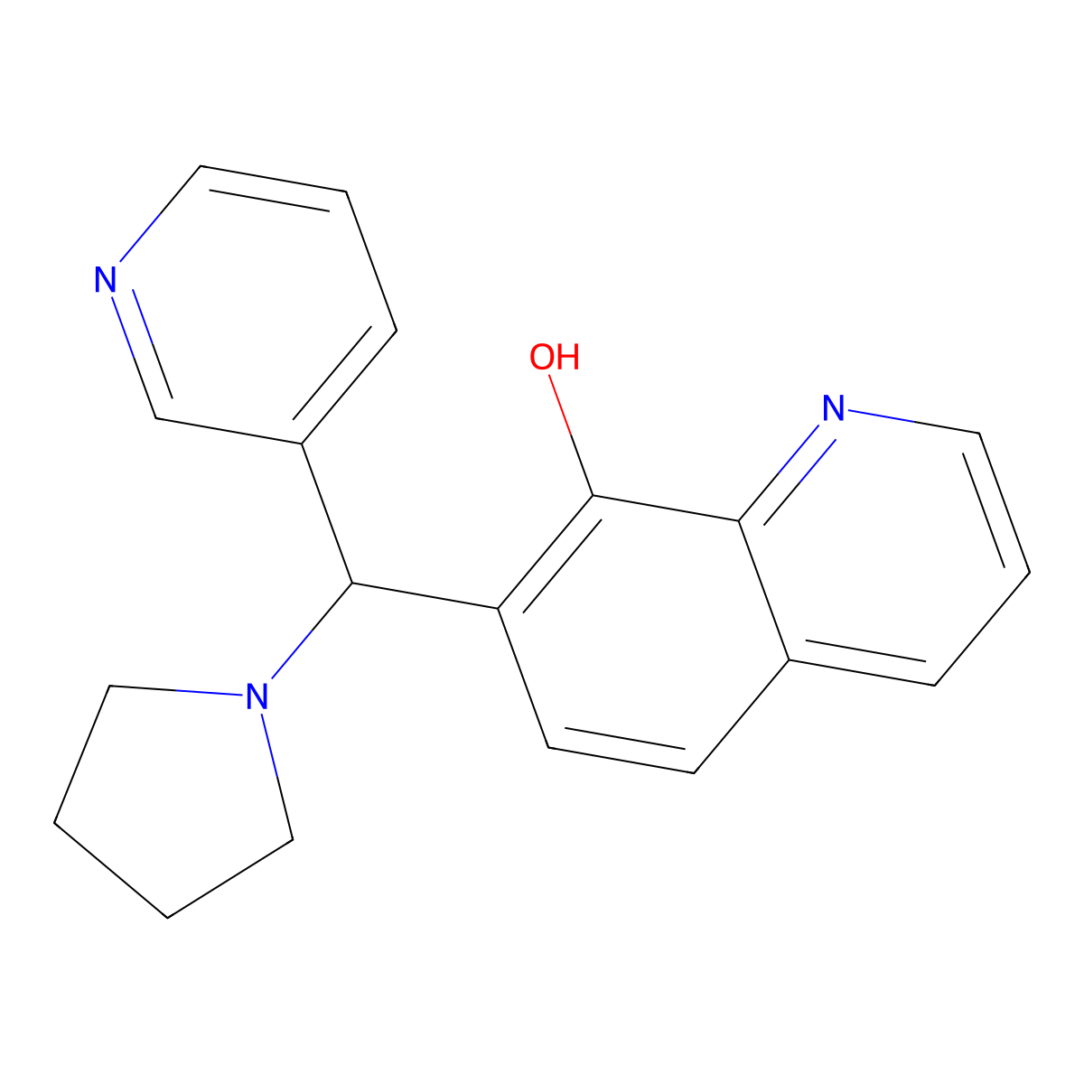 7-(Pyridin-3-yl(pyrrolidin-1-yl)methyl)quinolin-8-ol molecular structure, CAS 315697-76-8