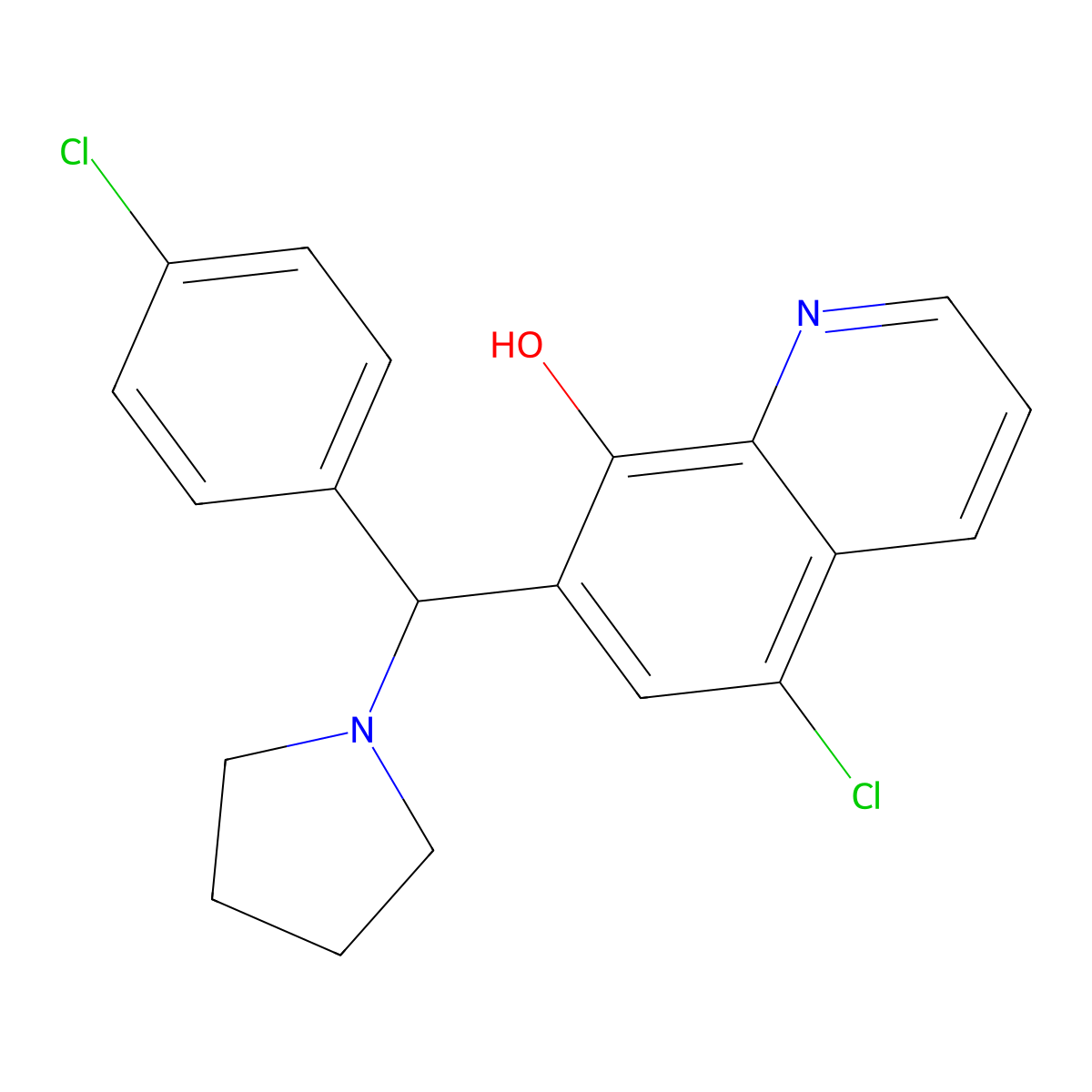 5-Chloro-7-((4-chlorophenyl)(pyrrolidin-1-yl)methyl)quinolin-8-ol molecular structure, CAS 315697-96-2