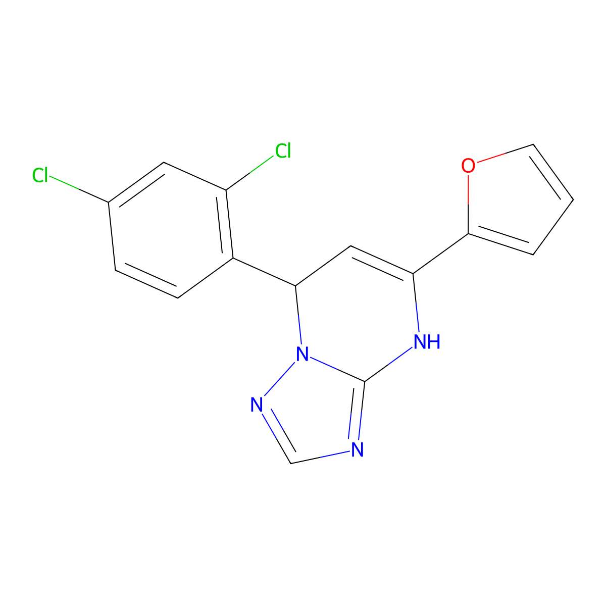 7-(2,4-Dichlorophenyl)-5-(furan-2-yl)-4,7-dihydro[1,2,4]triazolo[1,5-a]pyrimidine molecular structure, CAS 315698-03-4