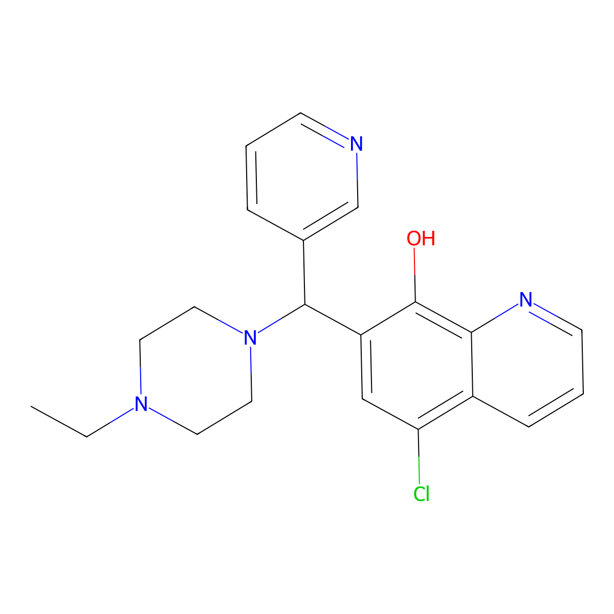 5-Chloro-7-((4-ethylpiperazin-1-yl)(pyridin-3-yl)methyl)quinolin-8-ol molecular structure, CAS 315698-07-8