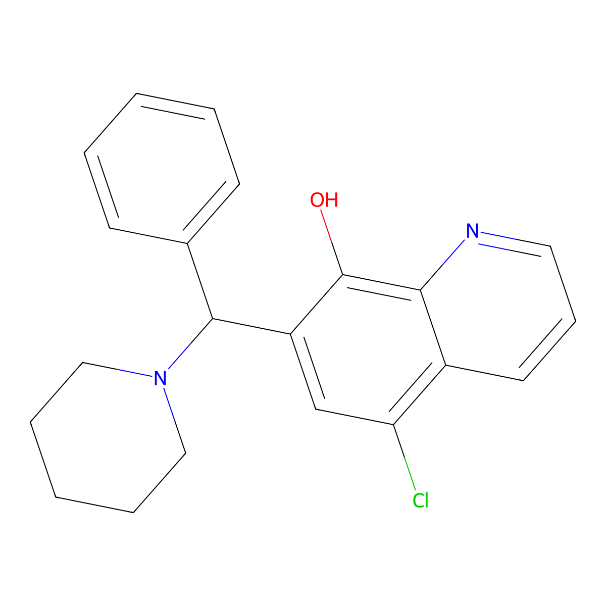 5-Chloro-7-[phenyl(piperidin-1-yl)methyl]quinolin-8-ol molecular structure, CAS 315698-09-0