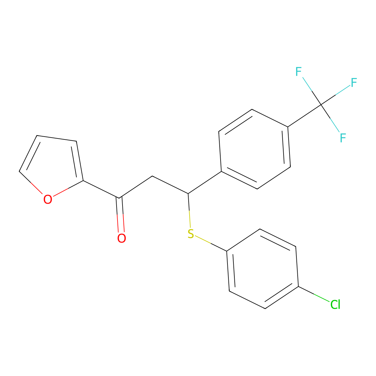 3-[(4-Chlorophenyl)sulfanyl]-1-(furan-2-yl)-3-[4-(trifluoromethyl)phenyl]propan-1-one molecular structure, CAS 315698-11-4