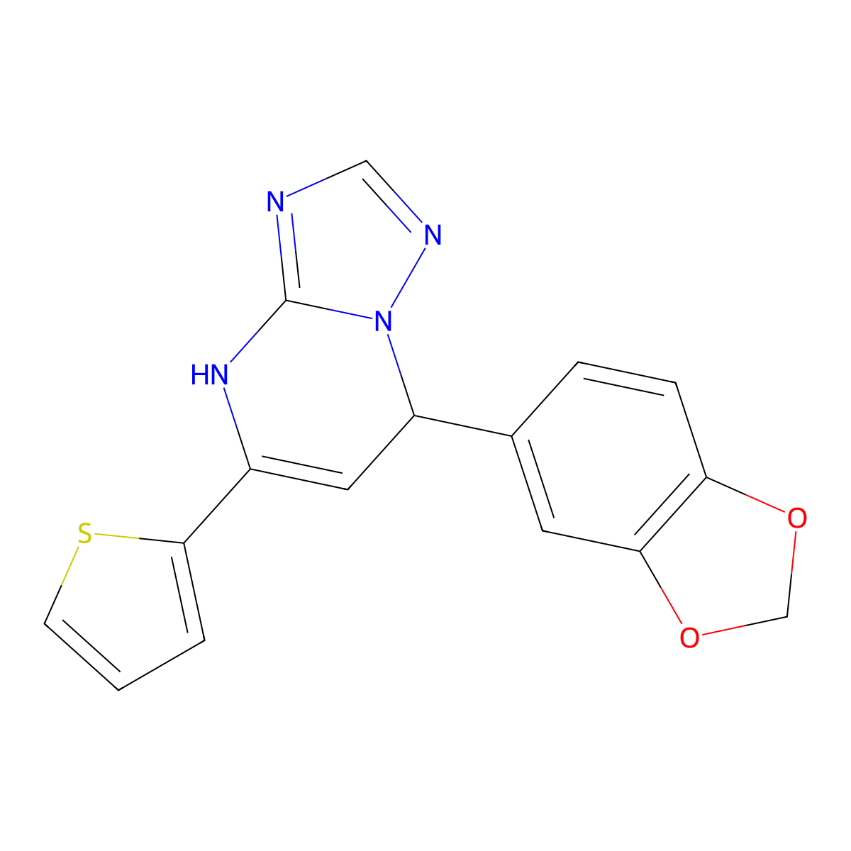 7-(1,3-Benzodioxol-5-yl)-5-(thiophen-2-yl)-4,7-dihydro[1,2,4]triazolo[1,5-a]pyrimidine molecular structure, CAS 315698-14-7