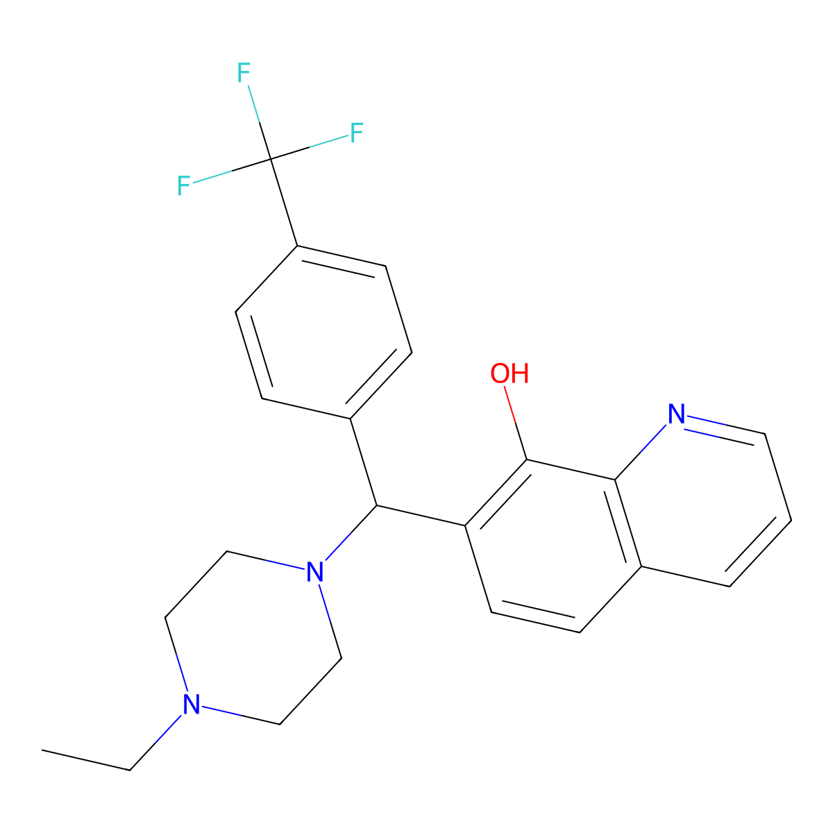 7-[(4-Ethylpiperazin-1-yl)-[4-(trifluoromethyl)phenyl]methyl]quinolin-8-ol molecular structure, CAS 315698-17-0