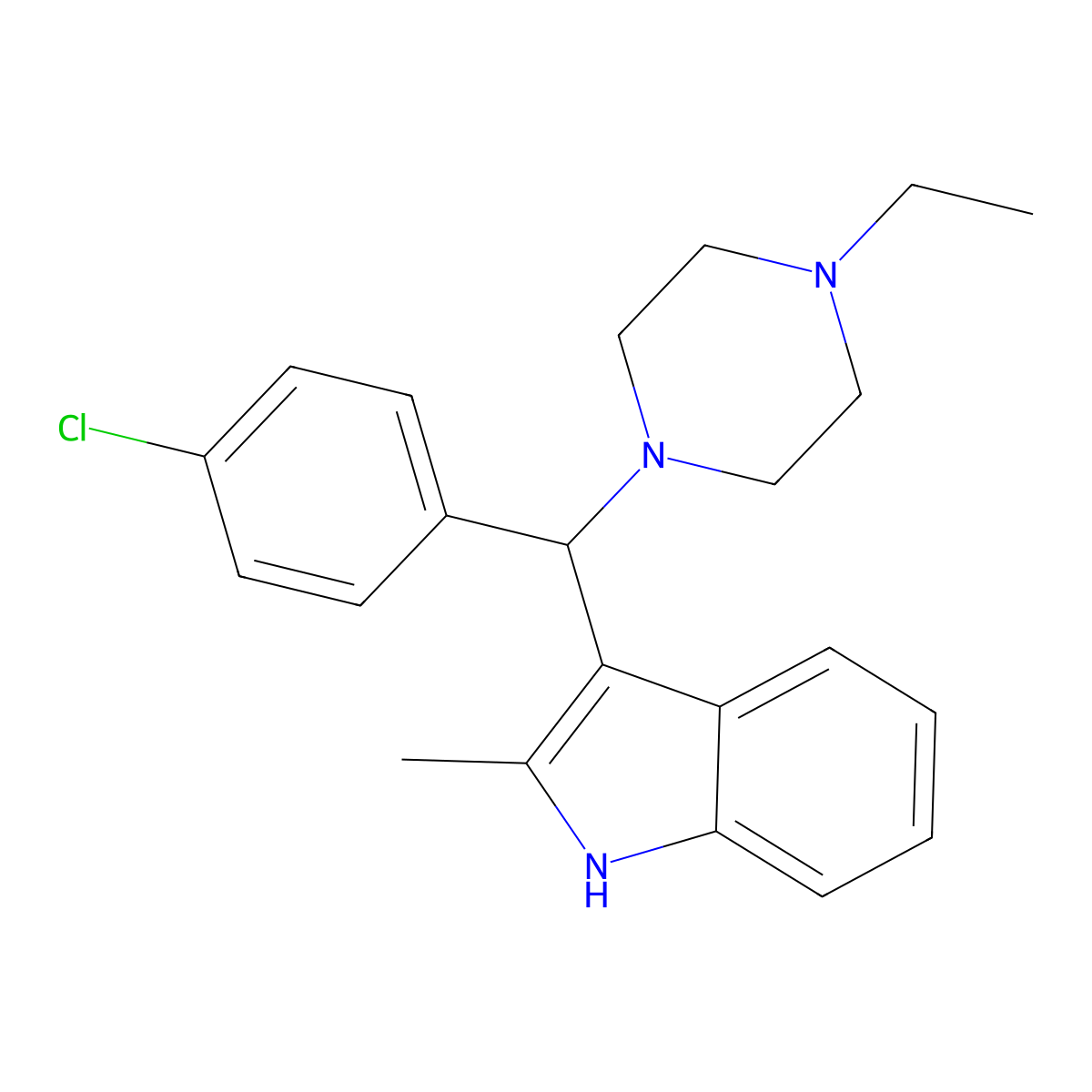 3-((4-chlorophenyl)(4-ethylpiperazin-1-yl)methyl)-2-methyl-1H-indole molecular structure, CAS 315698-19-2