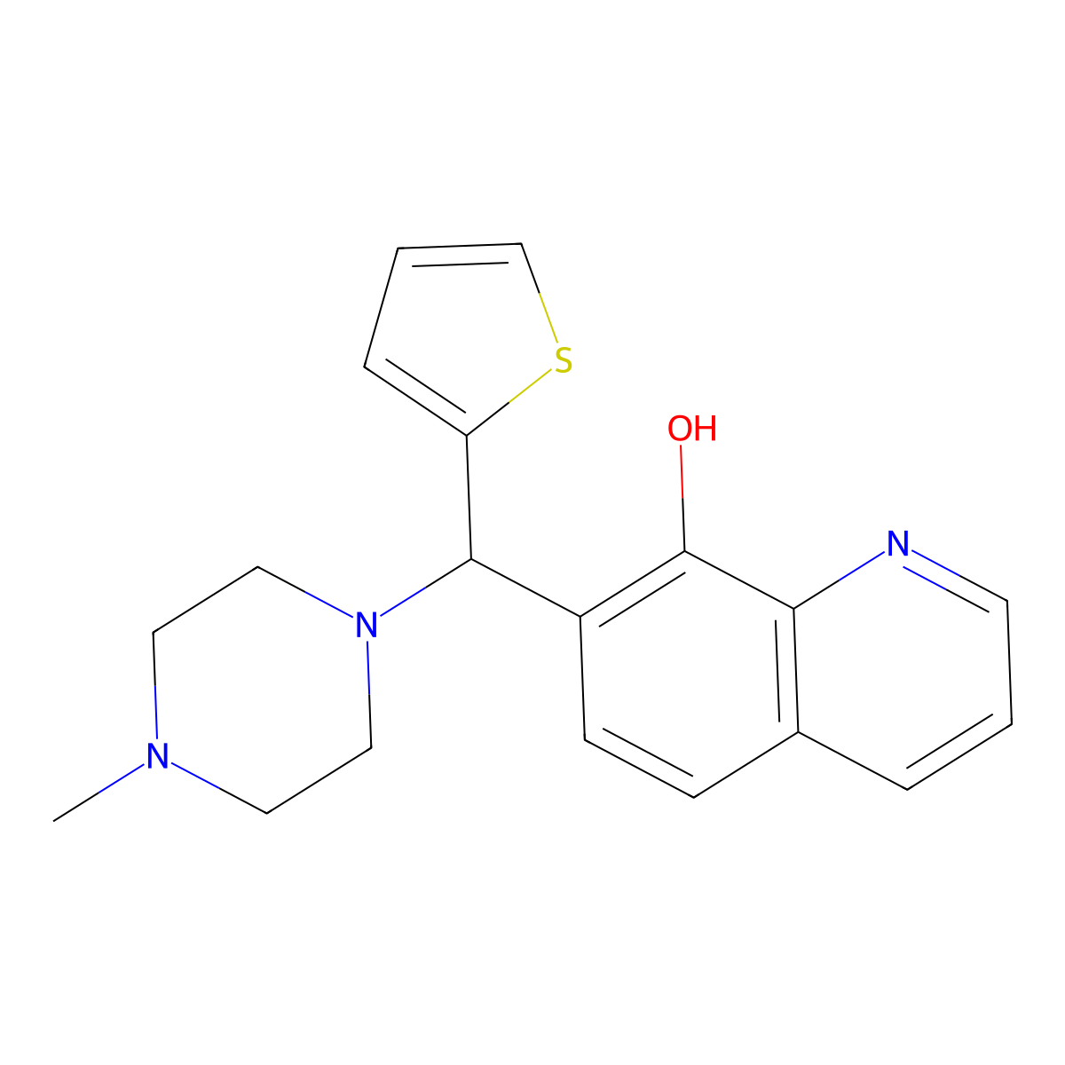 7-[(4-Methylpiperazinyl)-2-thienylmethyl]quinolin-8-ol molecular structure, CAS 315698-23-8
