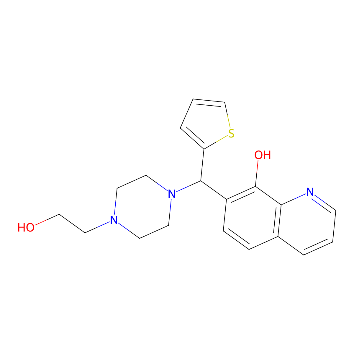 7-[[4-(2-Hydroxyethyl)piperazin-1-yl]-thiophen-2-ylmethyl]quinolin-8-ol molecular structure, CAS 315698-26-1