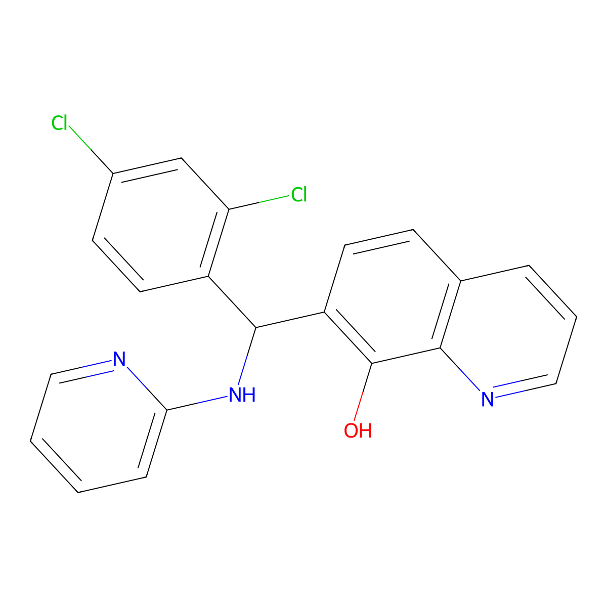 7-((2,4-Dichlorophenyl)(pyridin-2-ylamino)methyl)quinolin-8-ol molecular structure, CAS 315698-29-4