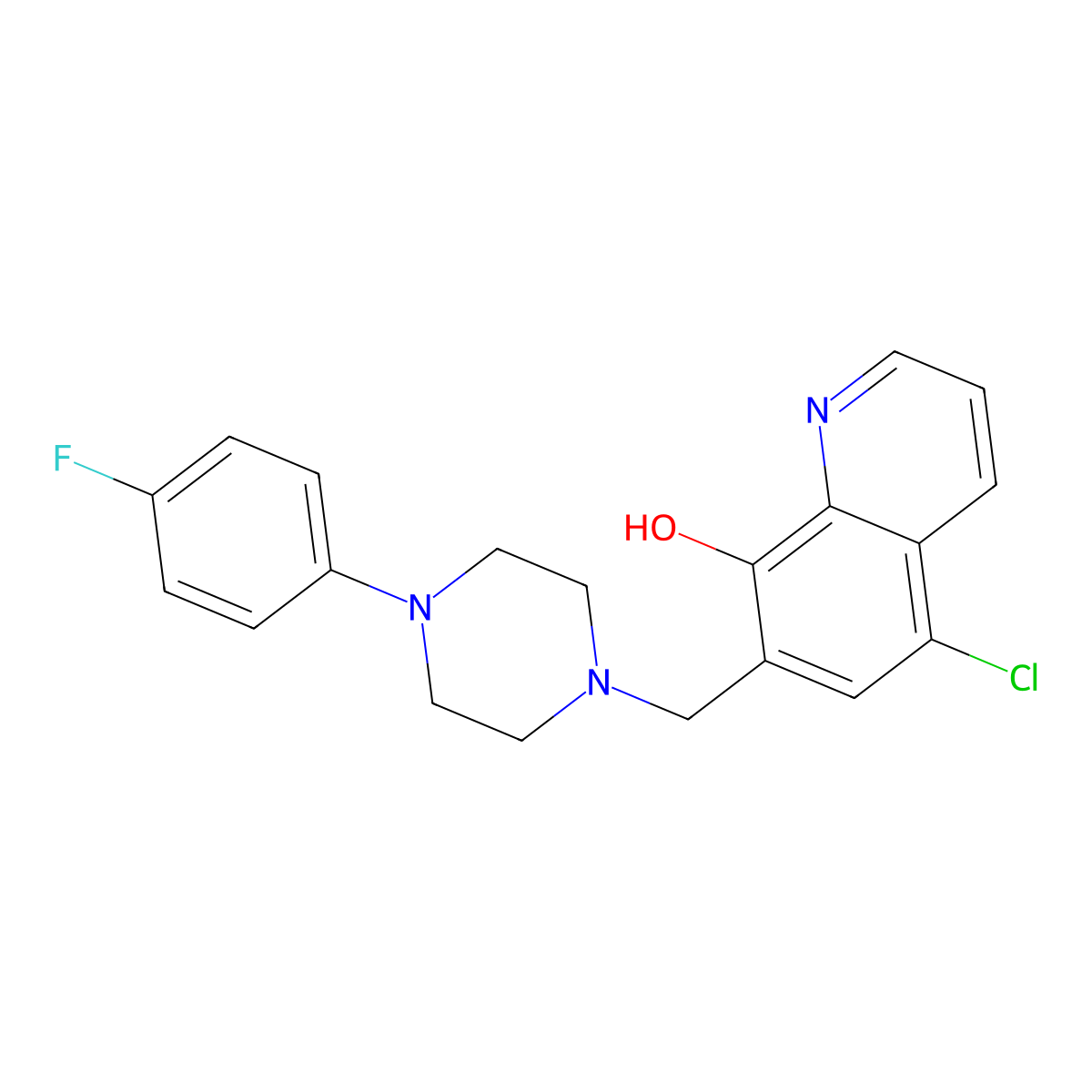 5-Chloro-7-{[4-(4-fluorophenyl)-1-piperazinyl]methyl}-8-quinolinol molecular structure, CAS 315698-35-2