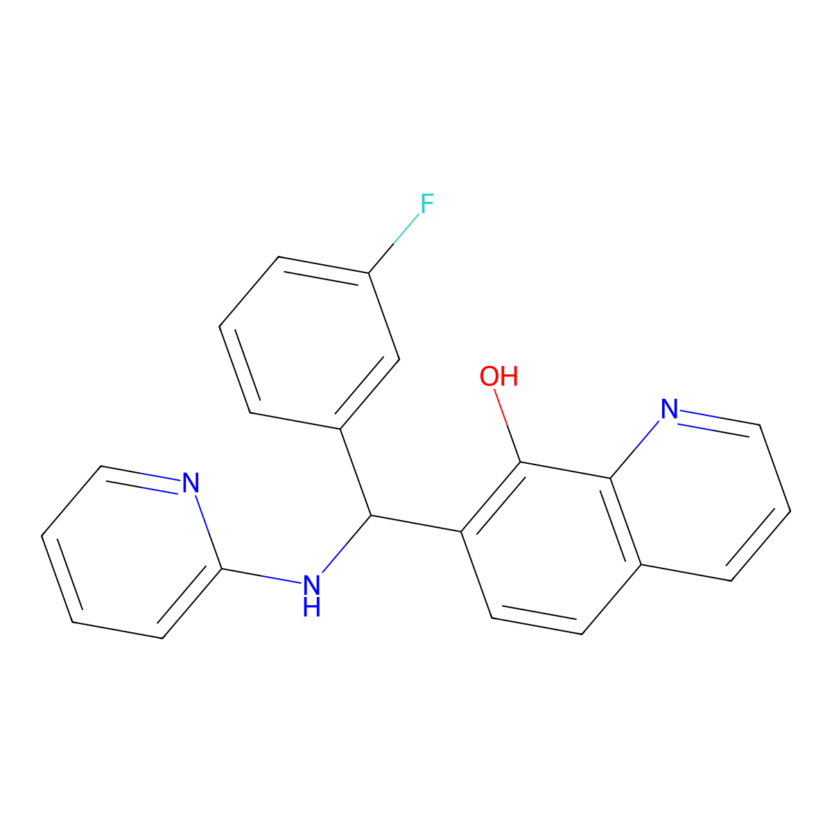 7-((3-Fluorophenyl)(pyridin-2-ylamino)methyl)quinolin-8-ol molecular structure, CAS 315698-37-4