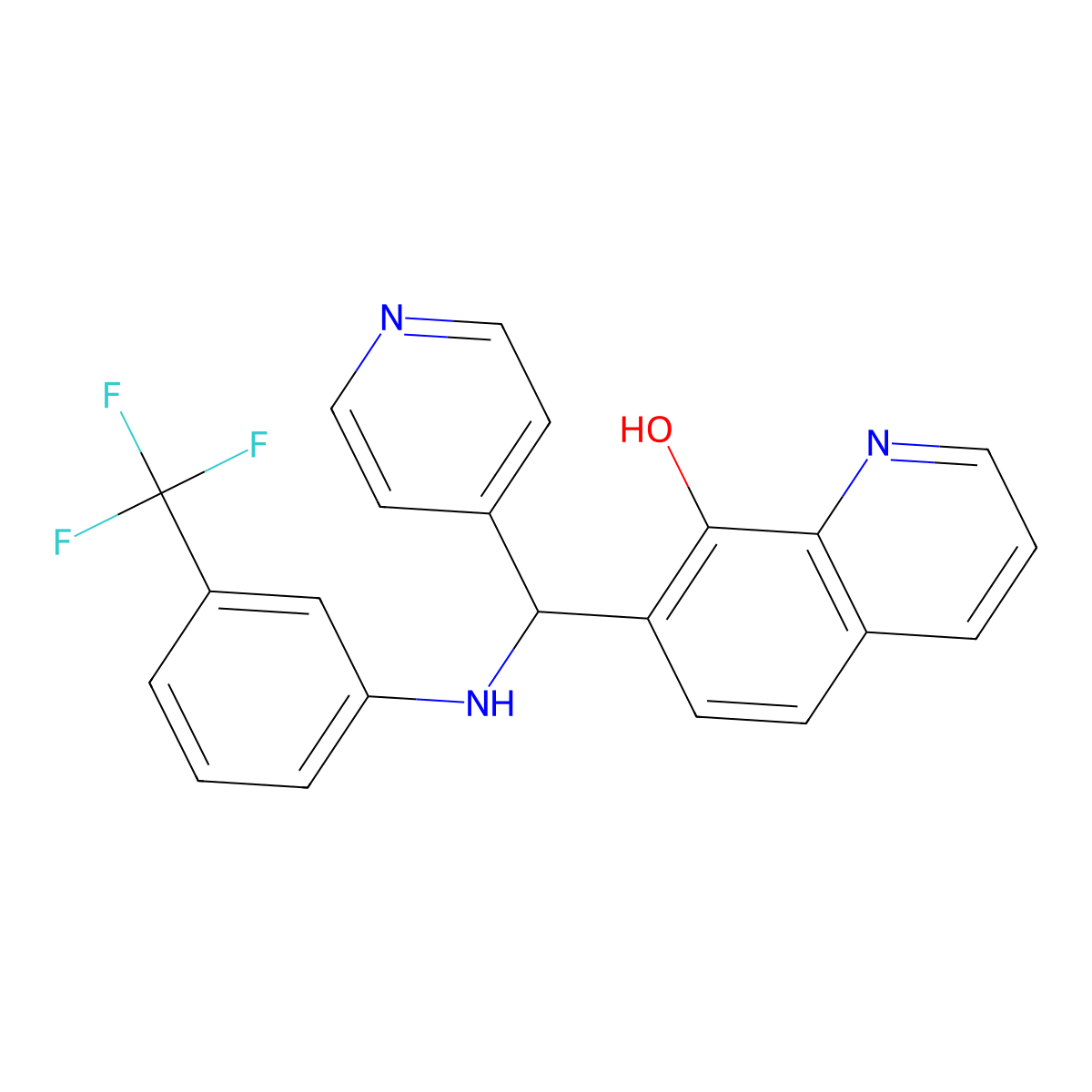 7-(4-Pyridyl{[3-(trifluoromethyl)phenyl]amino}methyl)quinolin-8-ol molecular structure, CAS 315698-40-9
