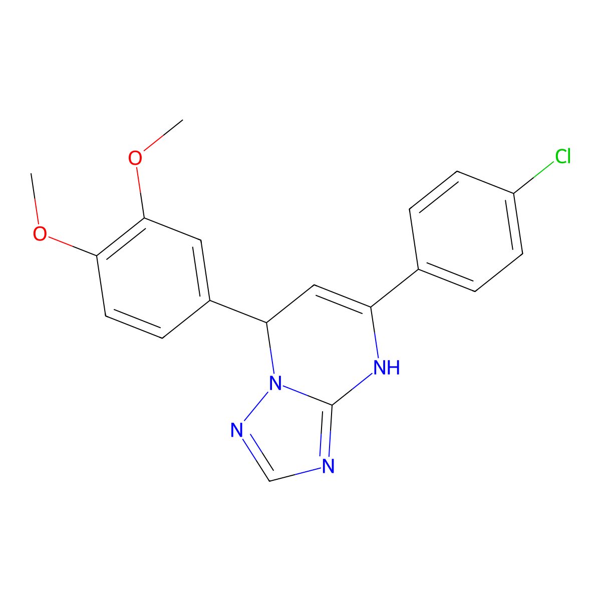 5-(4-Chlorophenyl)-7-(3,4-dimethoxyphenyl)-4,7-dihydro-[1,2,4]triazolo[1,5-a]pyrimidine molecular structure, CAS 315698-41-0