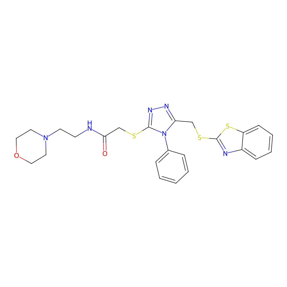 2-((5-((benzo[d]thiazol-2-ylthio)methyl)-4-phenyl-4H-1,2,4-triazol-3-yl)thio)-N-(2-morpholinoethyl)acetamide molecular structure, CAS 315702-26-2