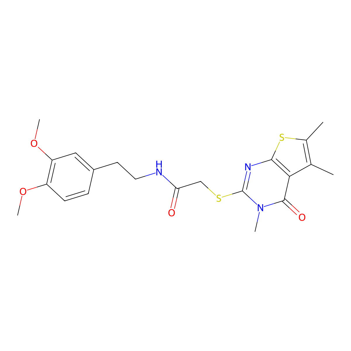 N-[2-(3,4-dimethoxyphenyl)ethyl]-2-({3,5,6-trimethyl-4-oxo-3H,4H-thieno[2,3-d]pyrimidin-2-yl}sulfanyl)acetamide molecular structure, CAS 315702-39-7