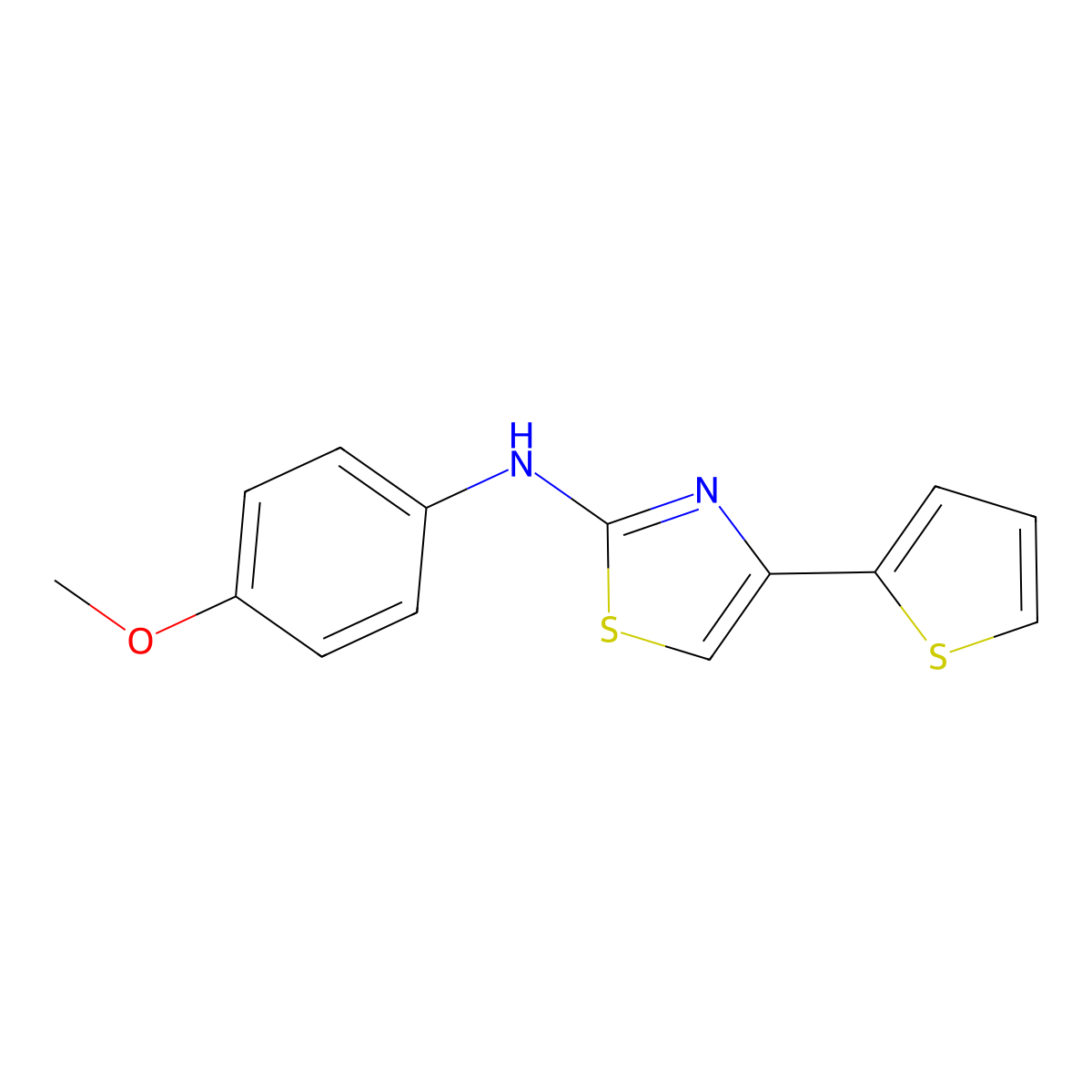 (4-Methoxy-phenyl)-(4-thiophen-2-yl-thiazol-2-yl)-amine molecular structure, CAS 315702-50-2