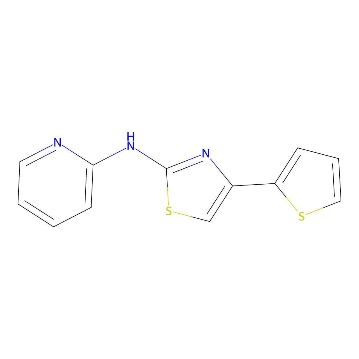 Pyridin-2-yl-(4-thiophen-2-yl-thiazol-2-yl)-amine molecular structure, CAS 315702-56-8