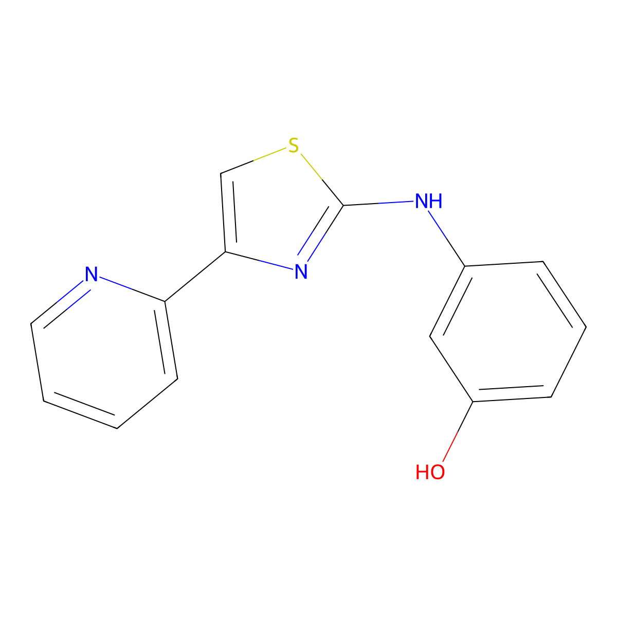 3-[(4-Pyridin-2-yl-1,3-thiazol-2-yl)amino]phenol molecular structure, CAS 315702-75-1